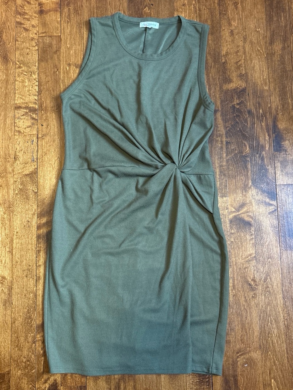Socialite Olive Twist-Front Sleeveless Mini Dress